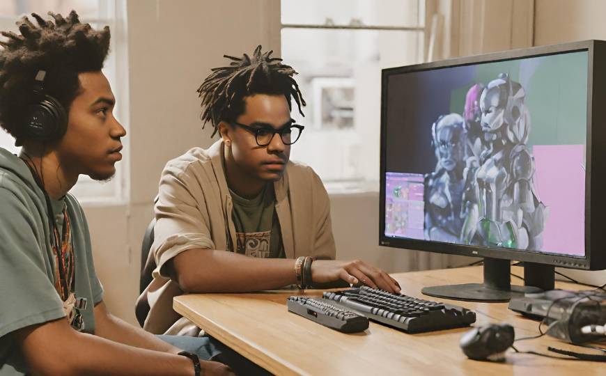 Young black gamers in AI