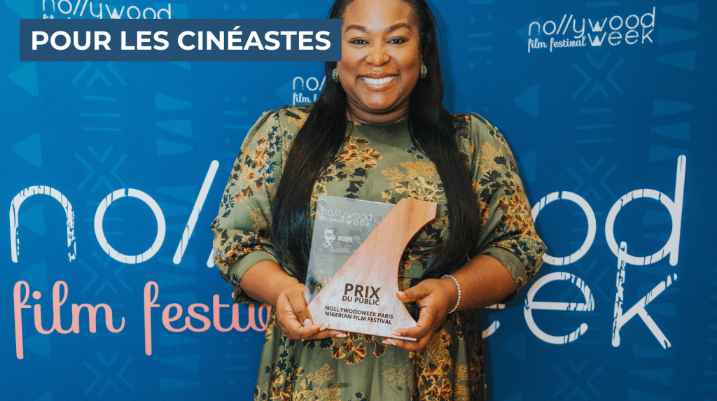 Bikiya Graham-Douglas receiving an award for best film